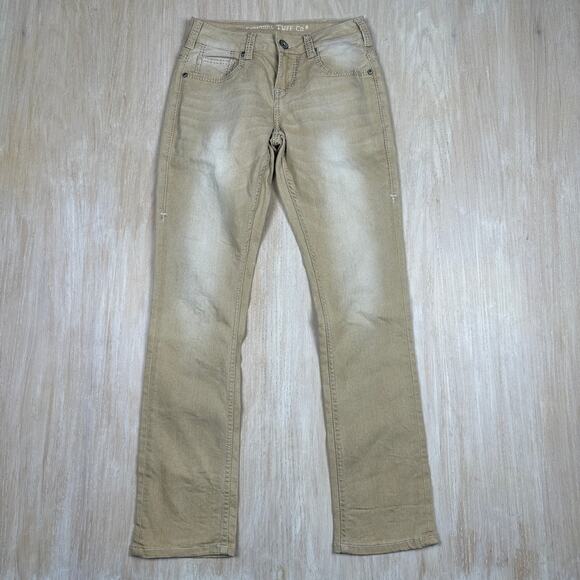 Cowgirl Tuff Beige Palomino Straight Low Rise Western Ranch Denim Jeans 25 - Picture 1 of 16